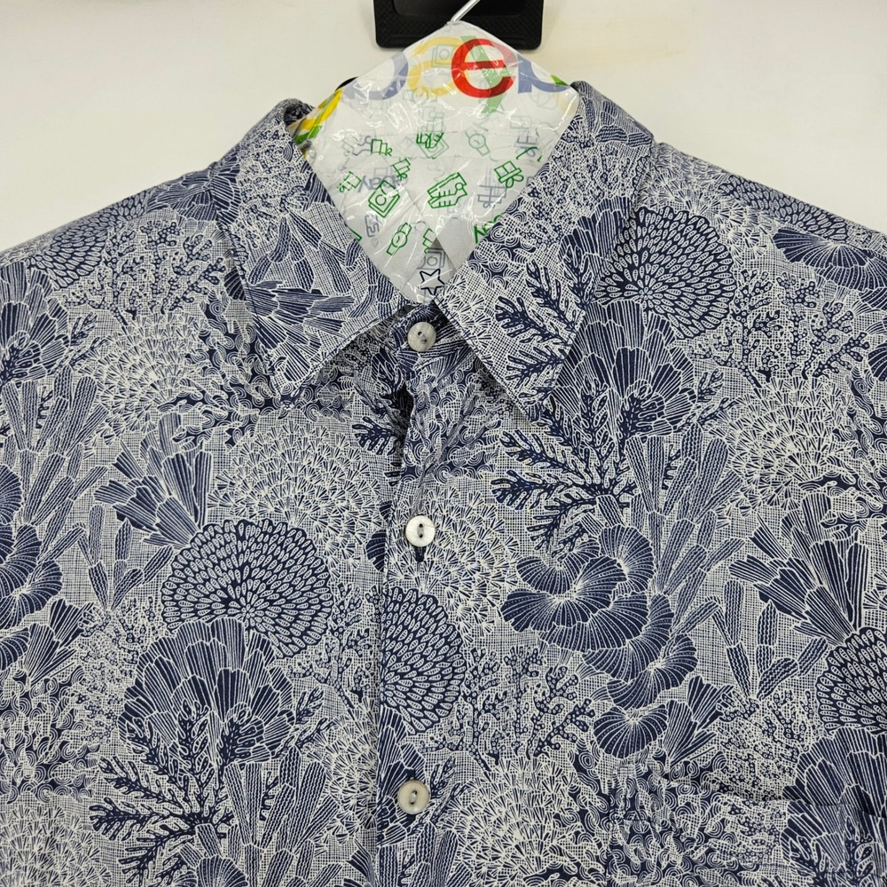 Tori Richard Shirt Mens Extra Large Button Good Reef Hawaiian Short Sleeve Blue - Picture 2 of 9
